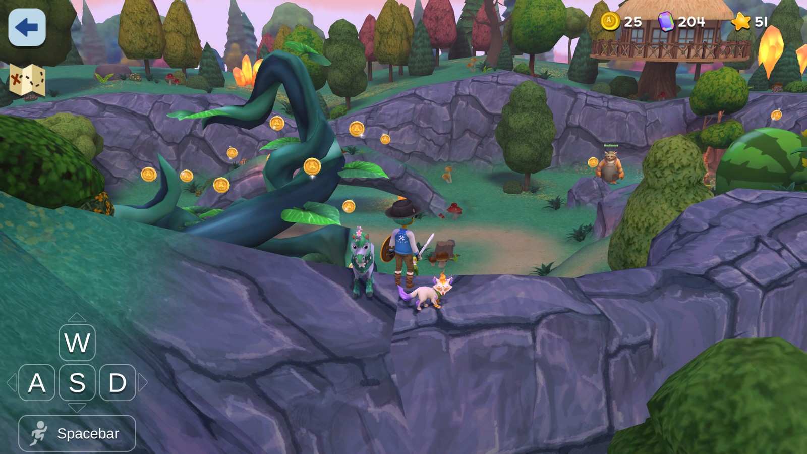 Player using 3D physics movement to climb and explore a hidden area